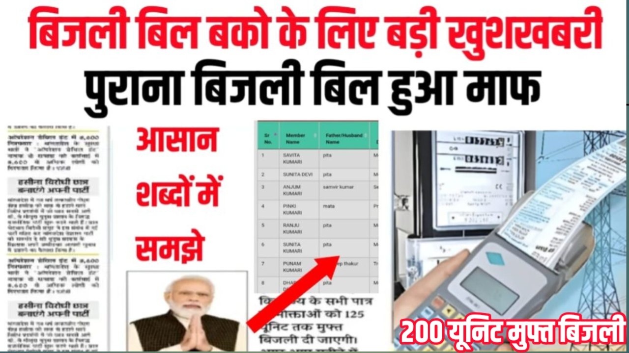 Bijali Bill Maaf Yojana: 200 यूनिट मुफ्त बिजली के साथ-साथ पुराने बिजली बिल भी हुआ माफ नई सूची जारी?